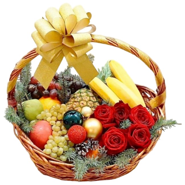 Букет цветов "Новогодняя корзина №10"